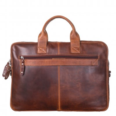 snygg klassisk skinnväska data väska i skinn cognac