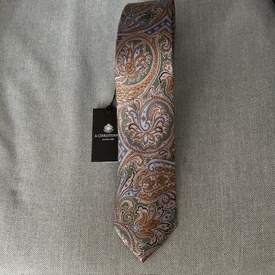 Zoom image of Tie Paisley 100% silk, green