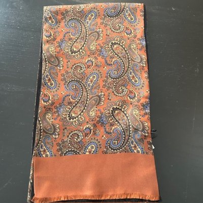 Zoom bild av Scarf siden/ ull Paisley 22 x 160 cm, Rost