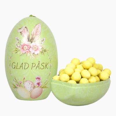 Zoom bild av finsmakarn påskägg grön metall