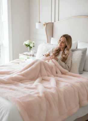 Zoom bild av Lyxig fuskpläd för dekoration i sängen