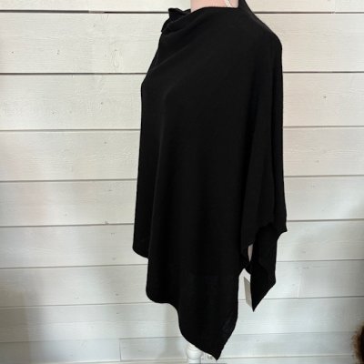 Poncho Bianca Casmere/wool, Black