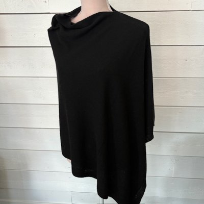 Poncho Bianca Casmere/wool, Black