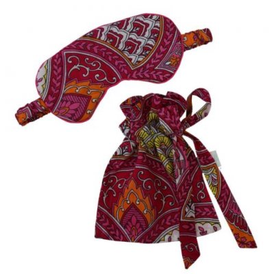 Zoom bild av ögonmask paisley orange cerise