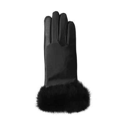 Zoom bild av Handskar Lammskinn med kaninpäls, svart
