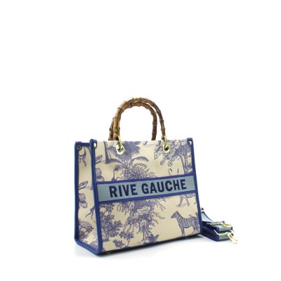 Zoom bild av Rive Gauche Tote med bambuhandtag M, Blå