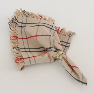 Zoom bild av rutig tygservett för klassisk dukning med burrberryrutor