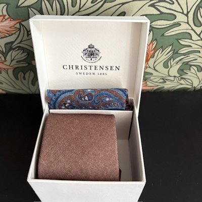Zoom image of Tie & Pocket Square Paisley wool, Brown