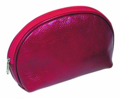 Zoom bild av sminkväska röd makeup väska dam röd skinn