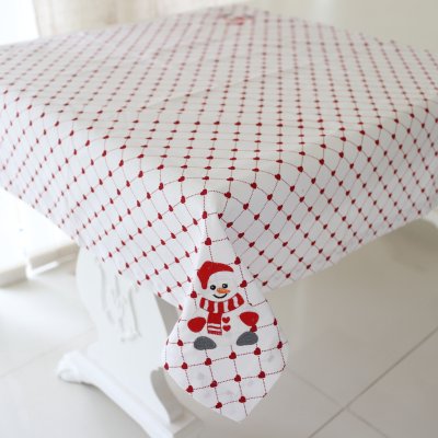 Zoom bild av duk juklduk vinterduk snögubbe 90 x90 cm