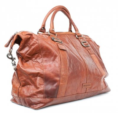 Zoom bild av skinnbag spikes & sparrow oxläder weekendbag i skinn cognac brandy