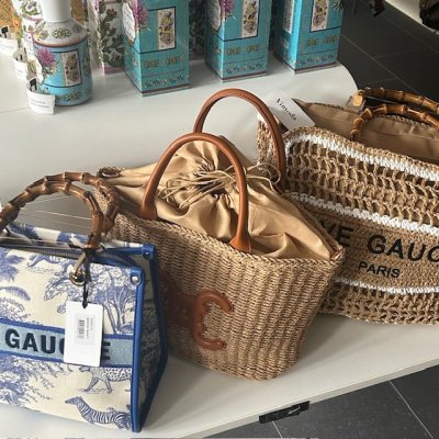 Zoom bild av Rive Gauche Tote med bambuhandtag L, Blå