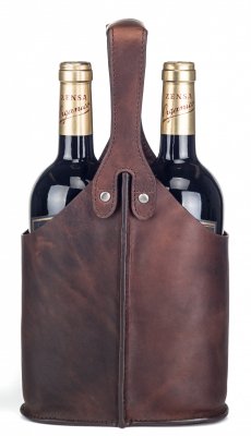 vinställ för 2 flaskor i skinn läder väska vinflaskor skinnförvaring vin